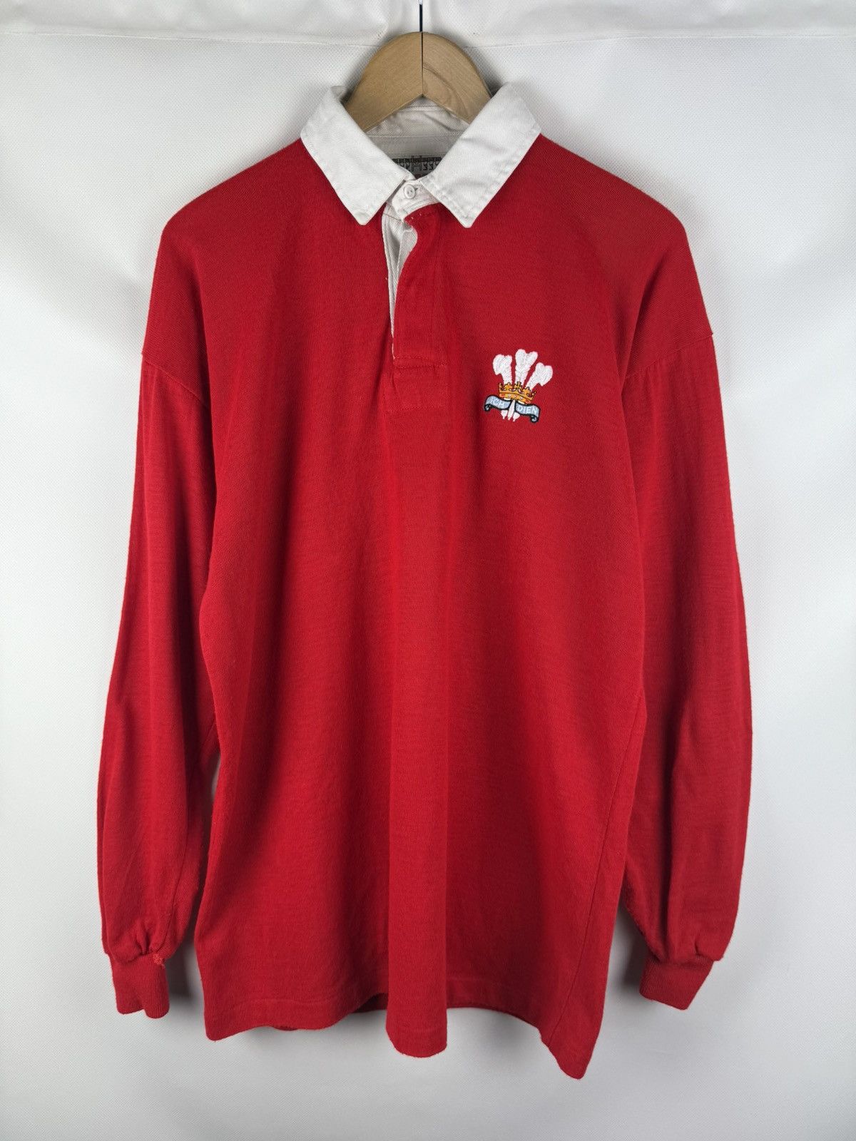 Vintage Vintage 80s Halbro Wales Rugby Union Ich Dien Jersey Shirt Size US L / EU 52-54 / 3 - 1 Thumbnail