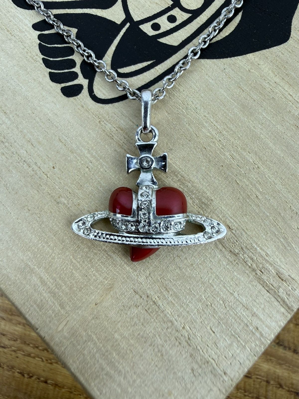 Vivienne Westwood Diamante Heart Red Pendant Necklace