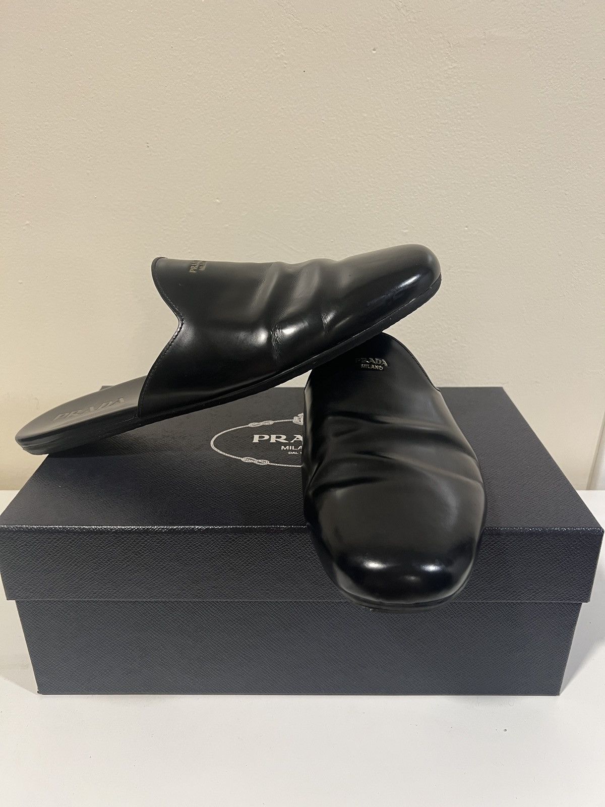 Prada Prada Brushed Leather Slipper Mules Size US 10 / EU 43 - 4 Thumbnail