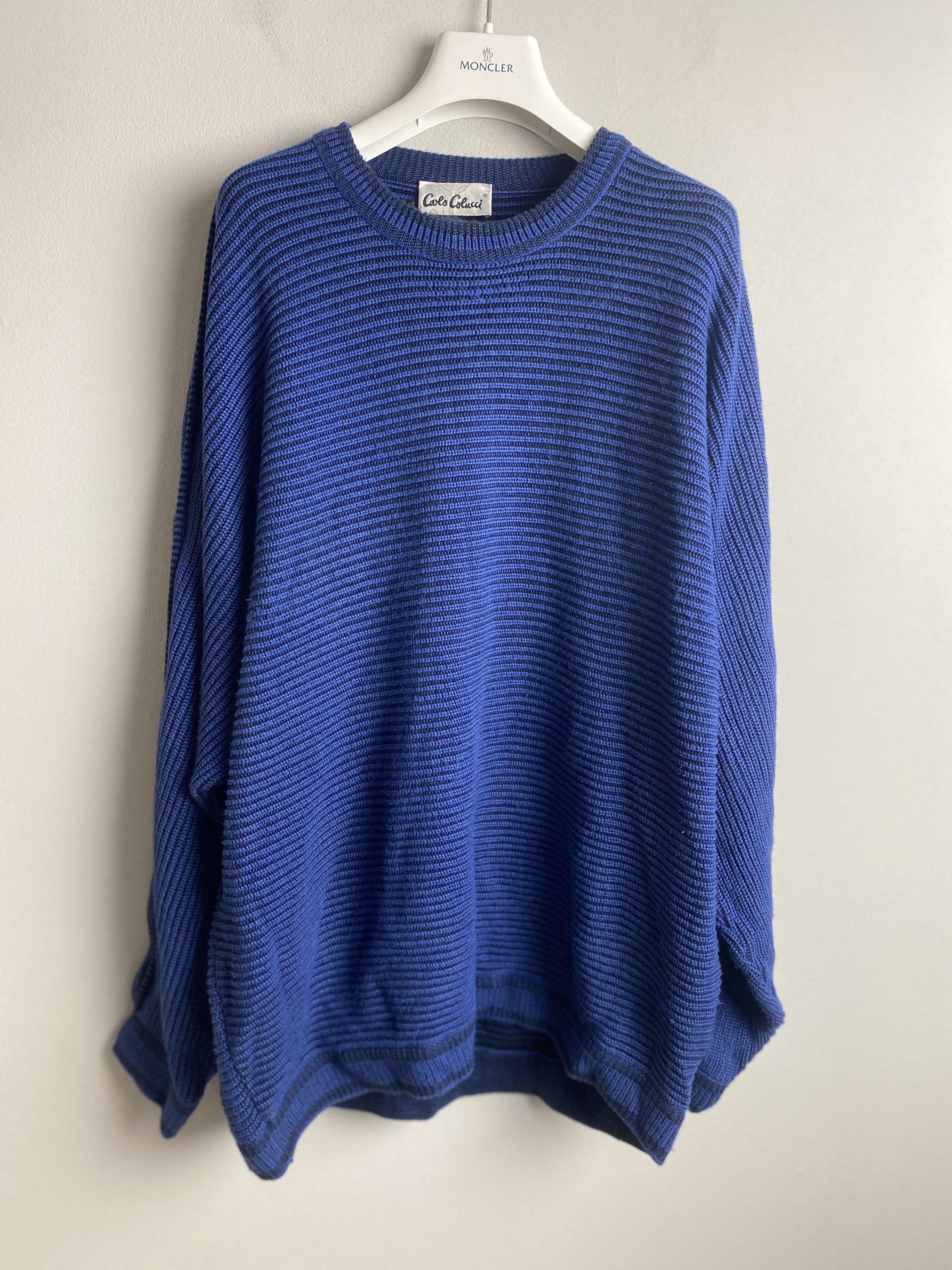 Carlo Colucci × Vintage Carlo Colucci blue heavy oversized cotton sweater knitwear Size US XL / EU 56 / 4 - 1 Thumbnail