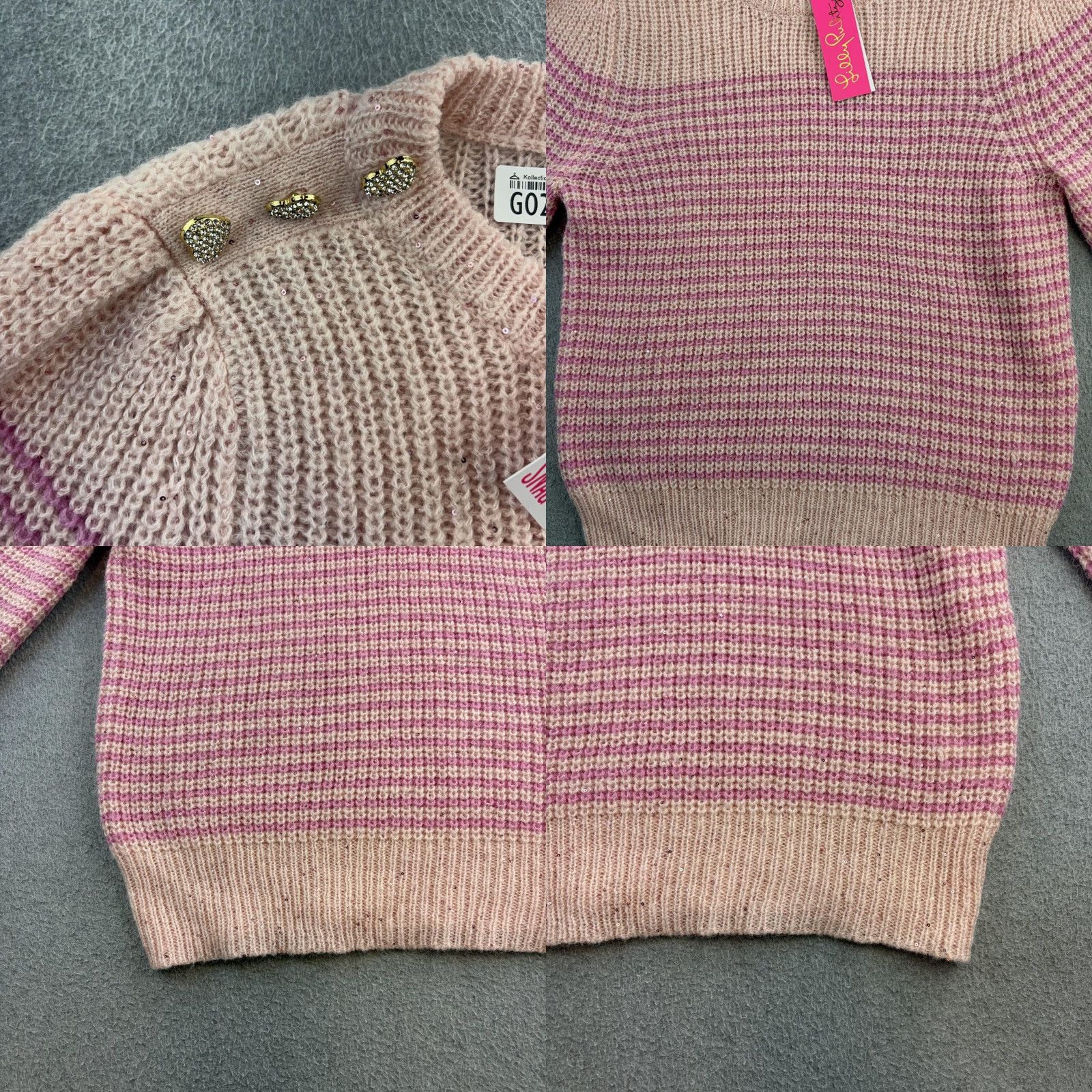 Lilly Pulitzer Lilly Pulitzer Sweater Womens Large Pink Stripe Finley Sequin Balloon Sleeve Top Size L / US 10 / IT 46 - 8 Thumbnail