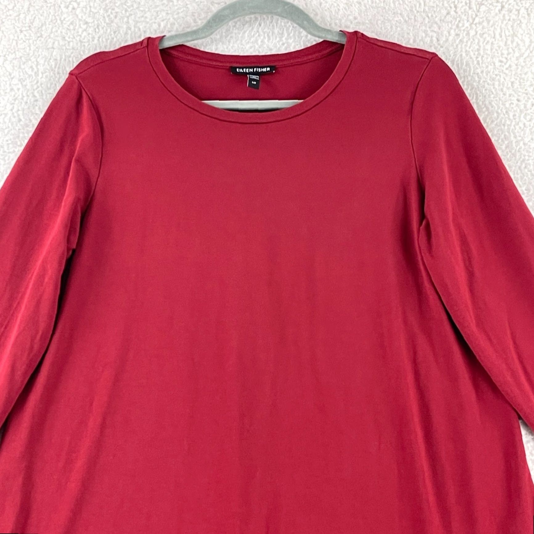 Eileen Fisher Eileen Fisher Tunic Shirt Womens Small Red Long Sleeve Tencel Lyocell Stretch Size S / US 4 / IT 40 - 2 Thumbnail