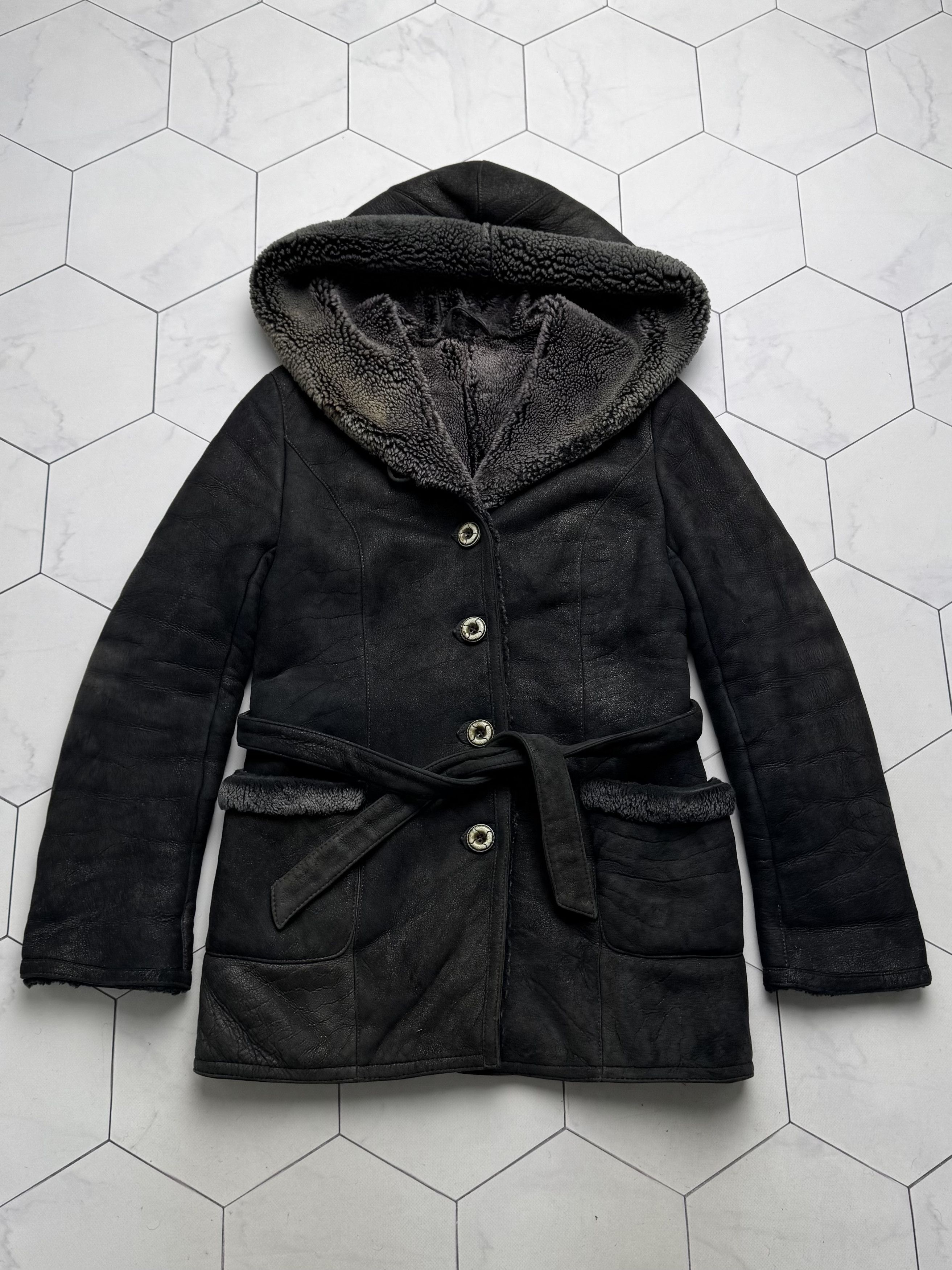Vintage Vintage Real Sheepskin Hooded Coat (B550) Size M / US 6-8 / IT 42-44 - 6 Thumbnail