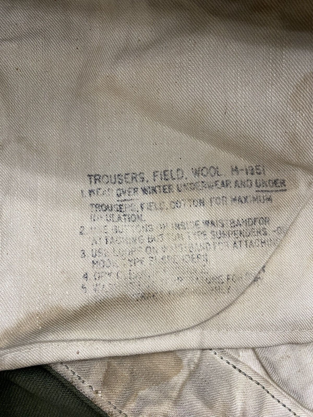 Vintage Vtg US Army 1950s military issue olive wool field trousers Size US 33 - 11 Thumbnail