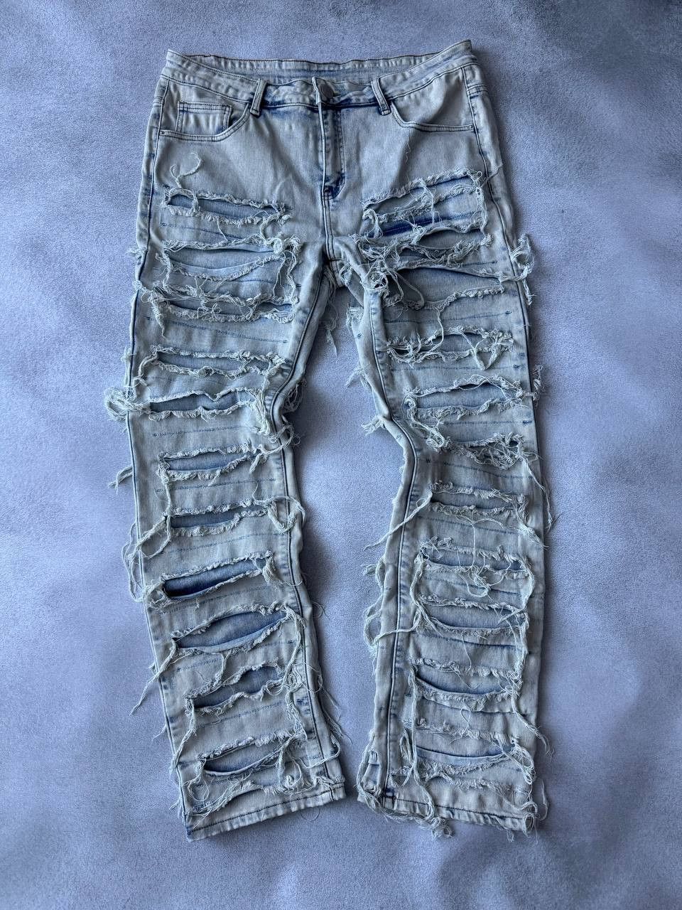 Jean Washed Stacked Distressed Ripped Skinny Jeans Size US 36 / EU 52 - 3 Thumbnail