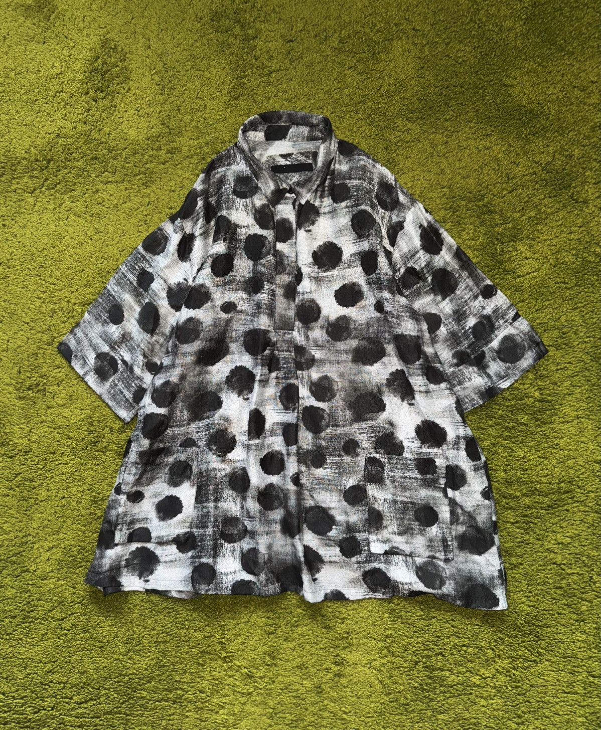 Designer Elli linen blend avant garde polka dot mini dress tunic Size L / US 10 / IT 46 - 1 Thumbnail