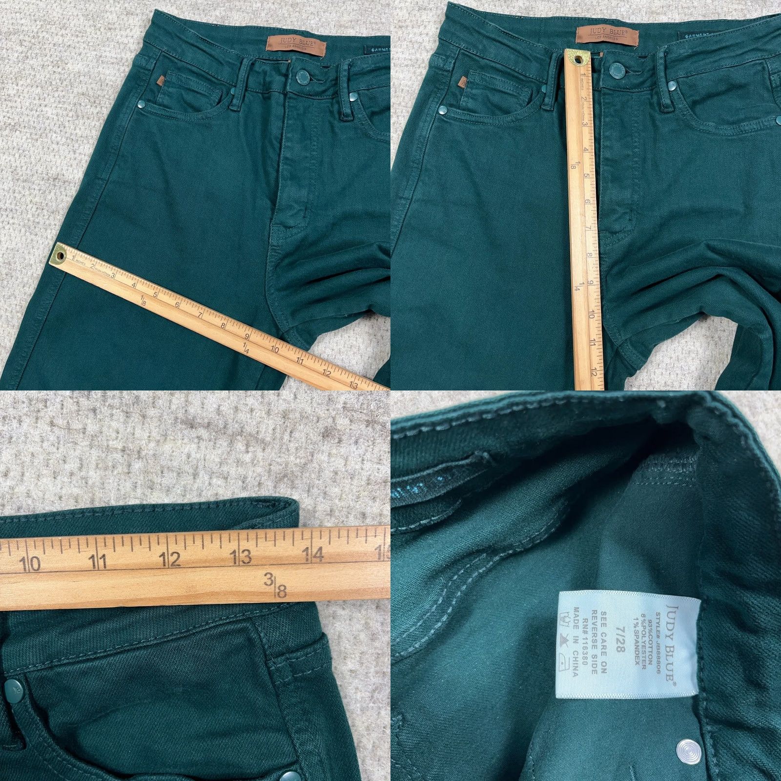 Vintage Judy Blue Jeans Women 28 Green Wide-Leg Denim 5-Pocket High Rise Stretch Comfortable Modern Classic Shoes Size 28" / US 6 / IT 42 - 8 Thumbnail