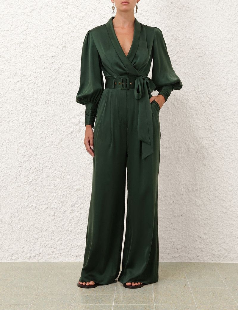 Zimmermann oc11z0226 Silk Tuck Pants In Forest Green Size 26" / US 2 / IT 38 - 2 Thumbnail