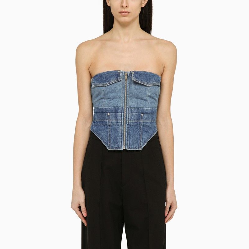 image of Dion Lee Blue Denim Top With Zip, Women's (Size Medium)