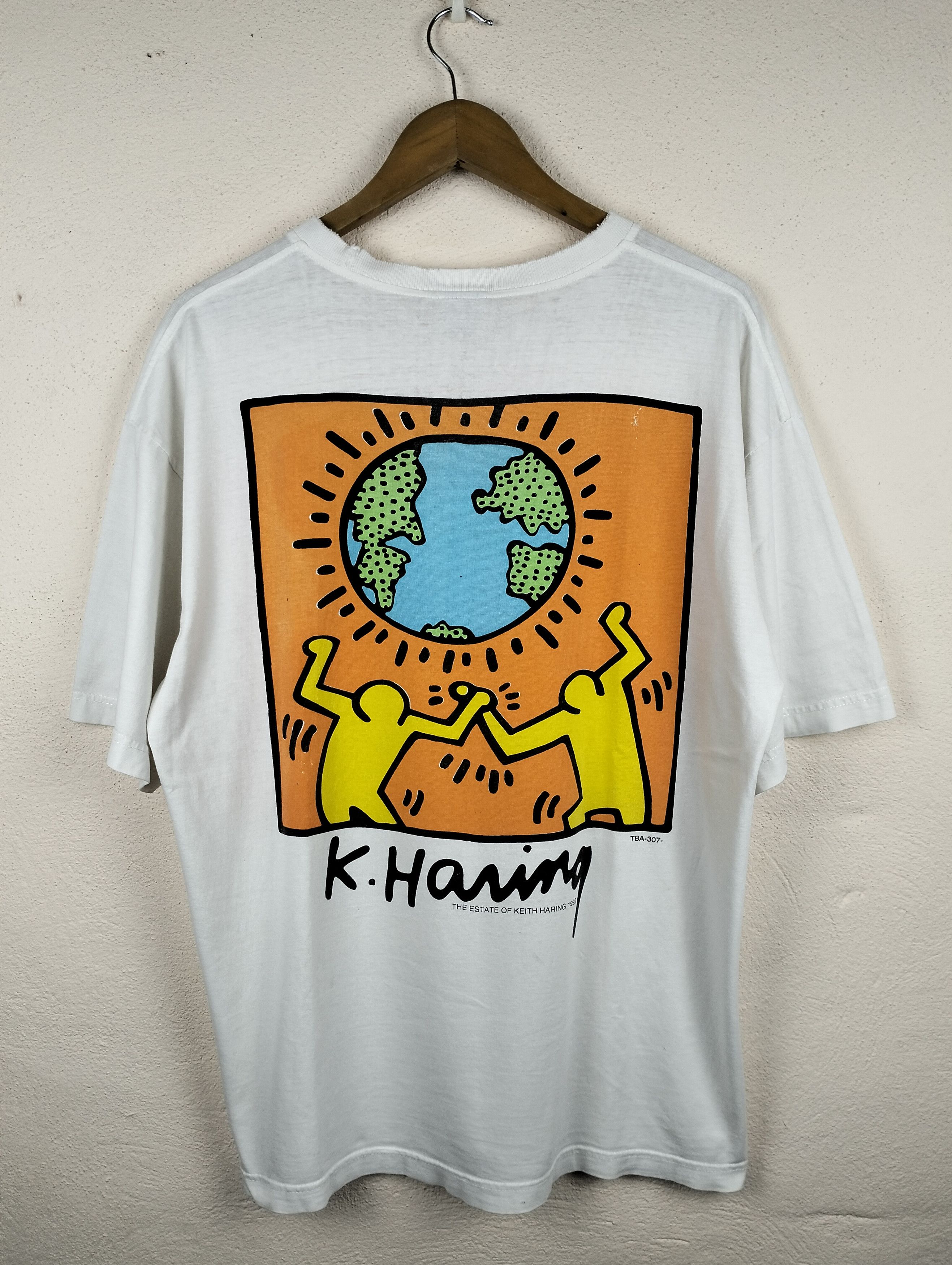 Keith Haring × Vintage Vintage Bootleg 90's Keith Haring / Pop Shop /Art T shirt Size US XL / EU 56 / 4 - 3 Thumbnail
