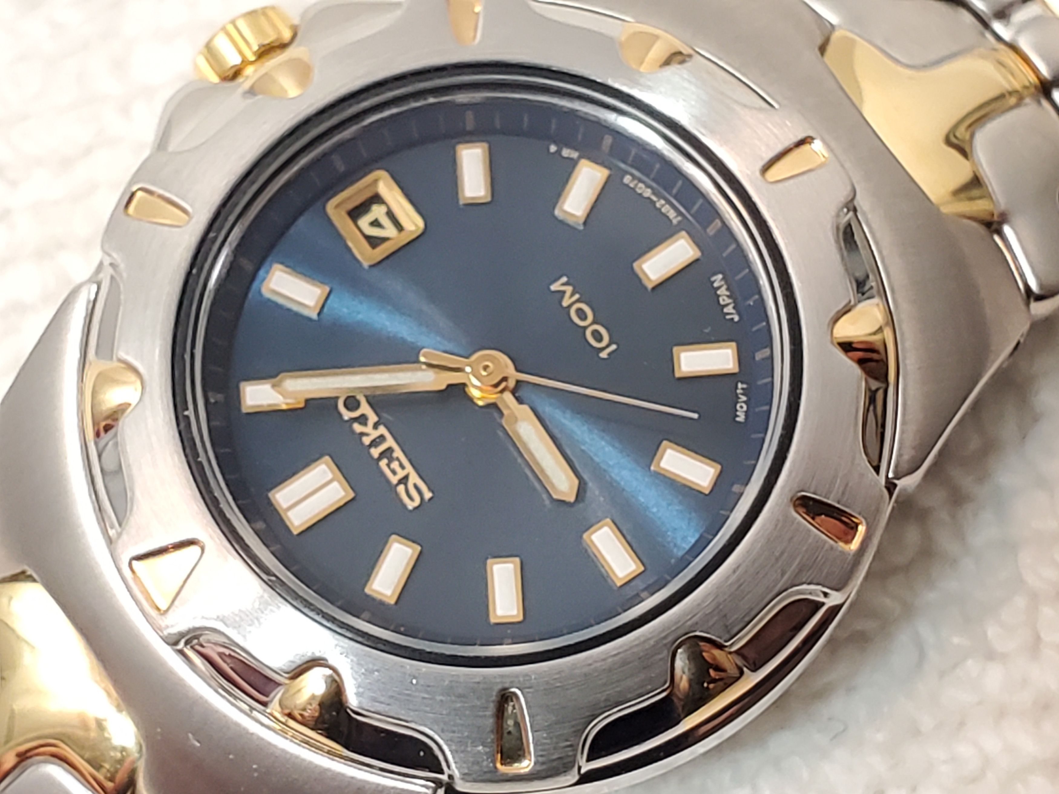Seiko Vintage Seiko Gold Tone S Steel Blue Dial Date Women Watch Size ONE SIZE - 2 Thumbnail