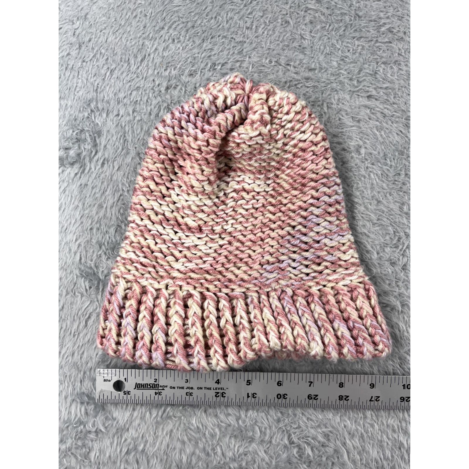 Vintage Handmade Beanie Toque Adult One Size Pink Purple Pastel Knit Acrylic Blend Snow Knit Hat Adults One Size Pink Beanie Size ONE SIZE - 5 Thumbnail