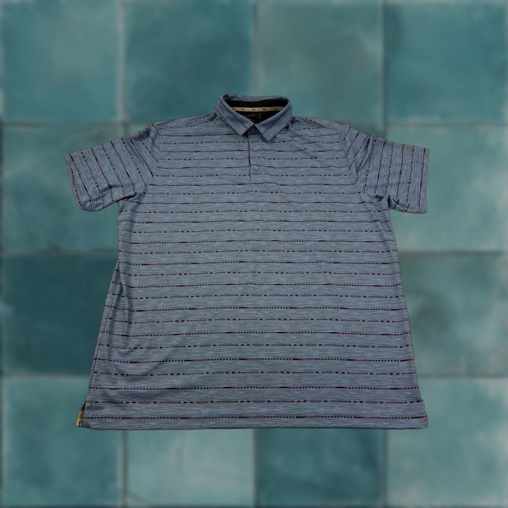 Vintage Walter Hagen Polo Shirt Mens XL Blue Striped Geometric Golf Performance Stretch Shirt Size US XL / EU 56 / 4 - 1 Thumbnail