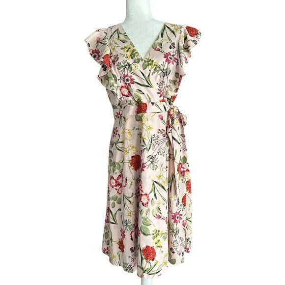 MAGGY LONDON NWT Maggie London Floral Ruffle Sleeve Wrap Dress Size M / US 6-8 / IT 42-44 - 3 Thumbnail