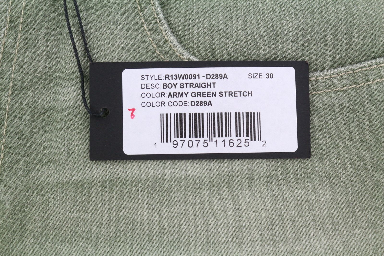 R13 BOY STRAIGHT 30 Cropped Army Green Stretch 84482 Size 30" / US 8 / IT 44 - 7 Thumbnail