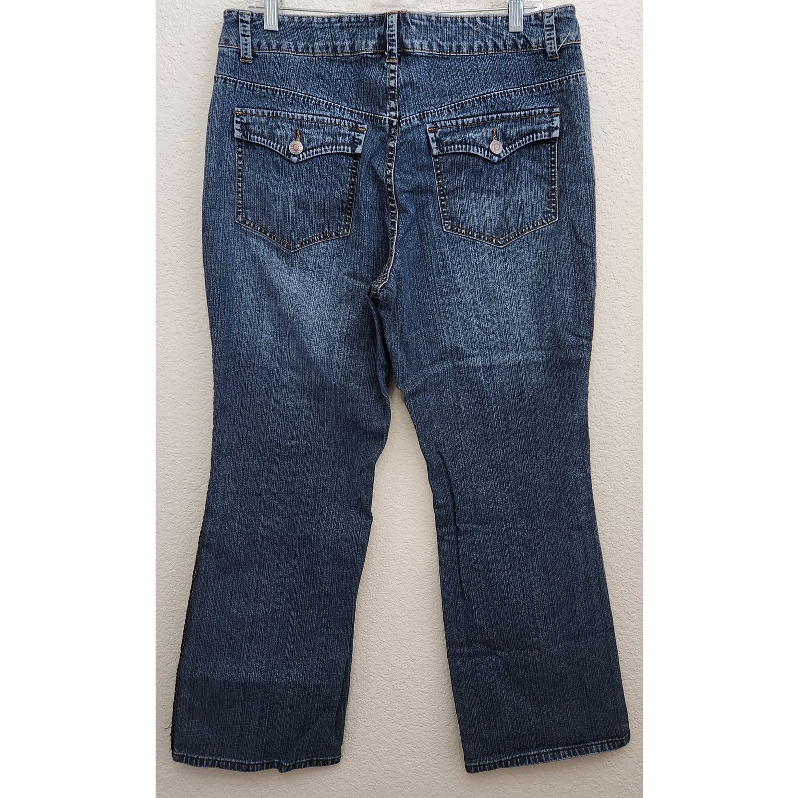 Coldwater Creek Coldwater Creek Blue Leather "Braided Look" Seams Jeans 14P Size 34" / US 12 / IT 48 - 4 Thumbnail