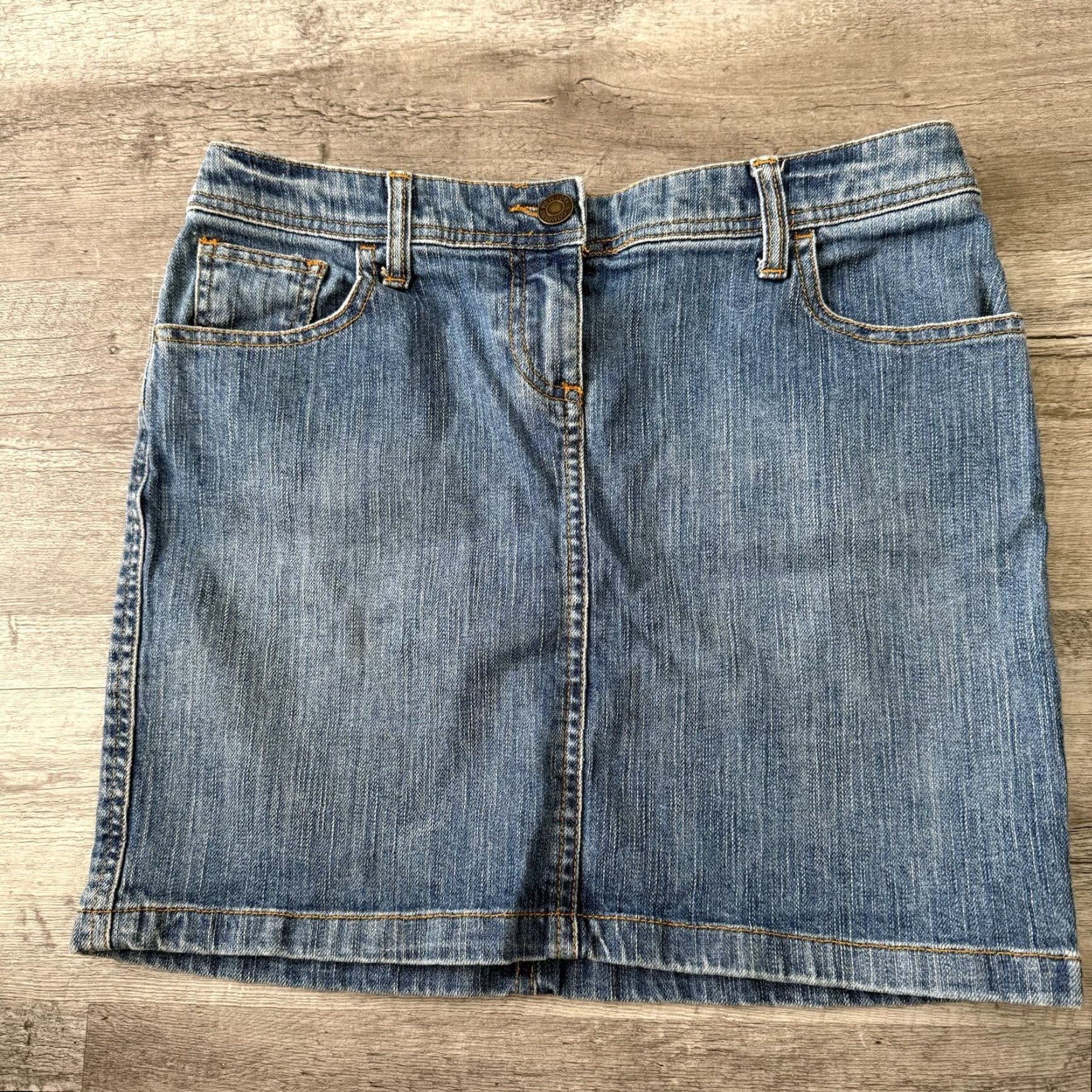 Vintage New York & Company Denim Skirt Womens Size 2 Blue Jean Mini Short Pockets Stretch, Machine Washable, Cotton Spandex, Casual Travel Size 26" / US 2 / IT 38 - 6 Thumbnail
