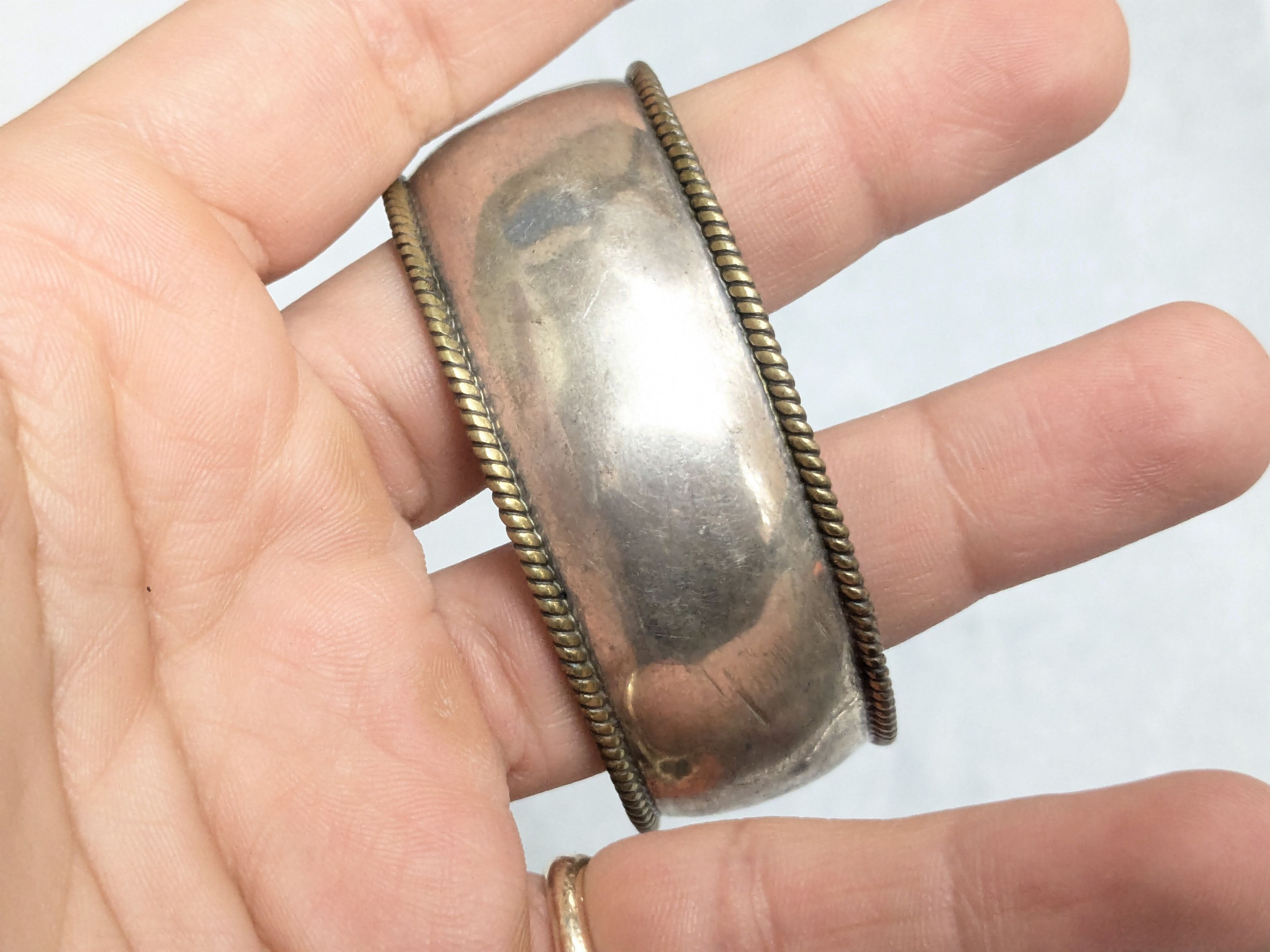 Jewelry Vintage Sterling Silver Cuff Bracelet 5.75" Mexico Two Tone Size ONE SIZE - 11 Thumbnail