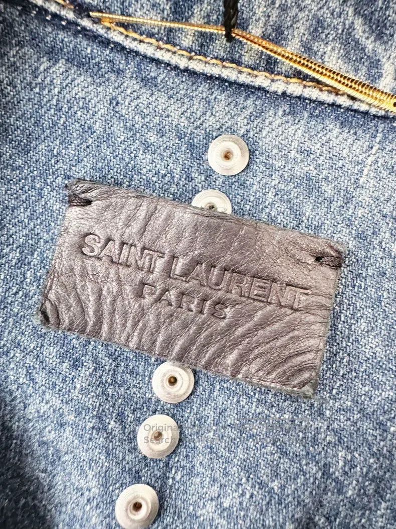 Saint Laurent Paris Saint Laurent Paris Long Sleeve Short Quilted Denim Jacket Size S / US 4 / IT 40 - 3 Thumbnail