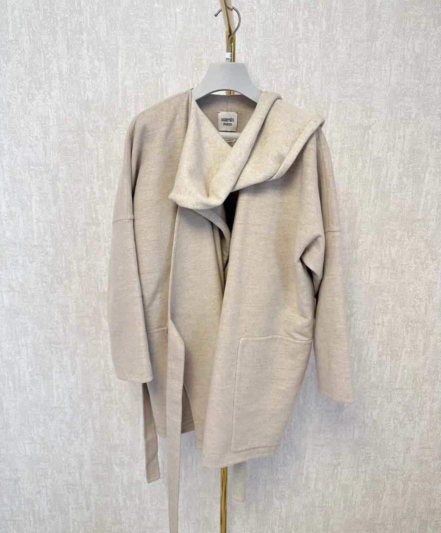 Hermes Hermès Oatmeal Deconstructed Double-faced Cashmere Coat Size S / US 4 / IT 40 - 3 Thumbnail