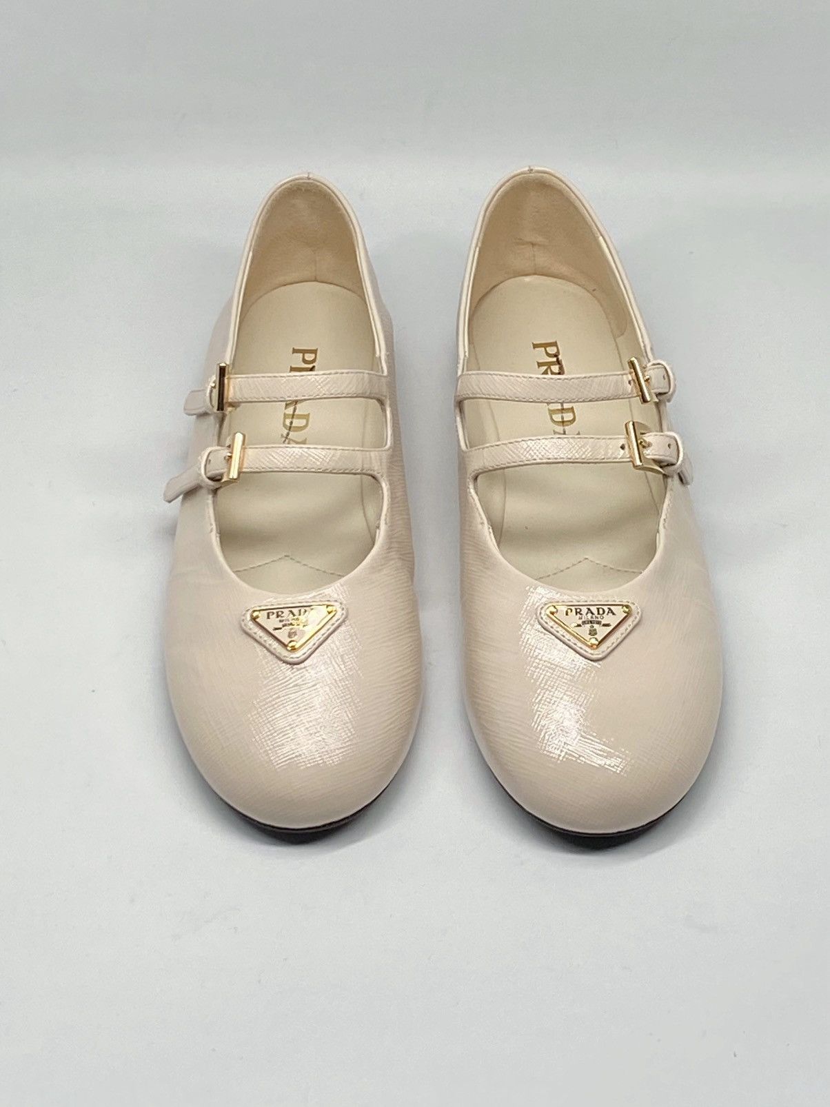 Prada Prada Leather Double-Strap Triangle Logo Ballerina Flats Size US 6 / IT 36 - 3 Thumbnail