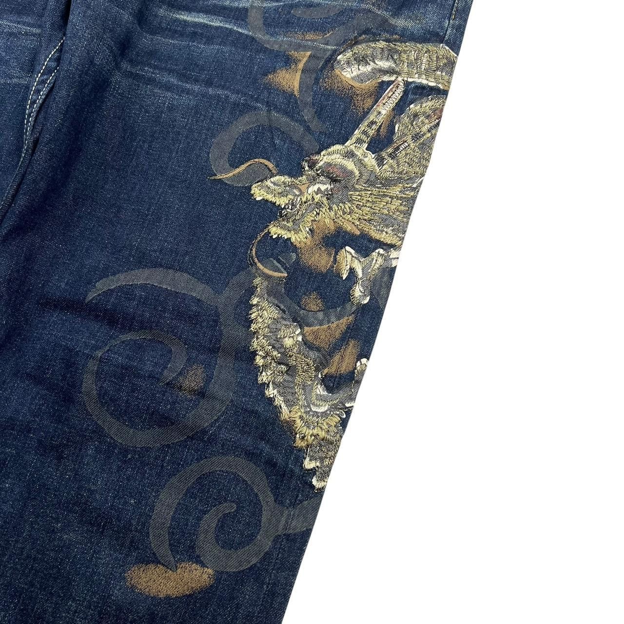 Japanese Brand Vintage Embroidered Dragon Japanese Denim Jeans - Waist: 36 Size US 36 / EU 52 - 2 Thumbnail