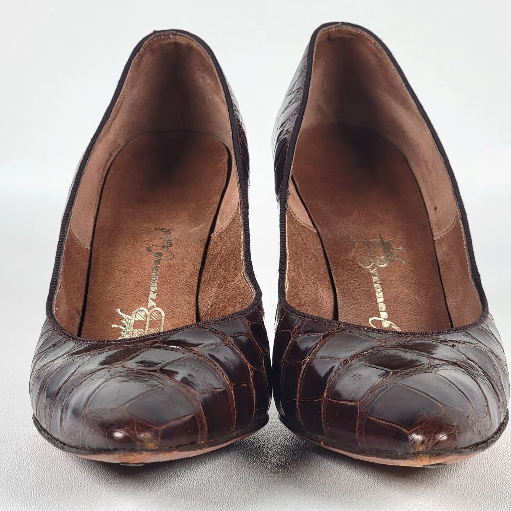 Vintage VINTAGE Crocodile Stiletto Heels Bytoness Size 7 Dark Brown Pointy Toe Pumps Women Size US 7 / IT 37 - 3 Thumbnail
