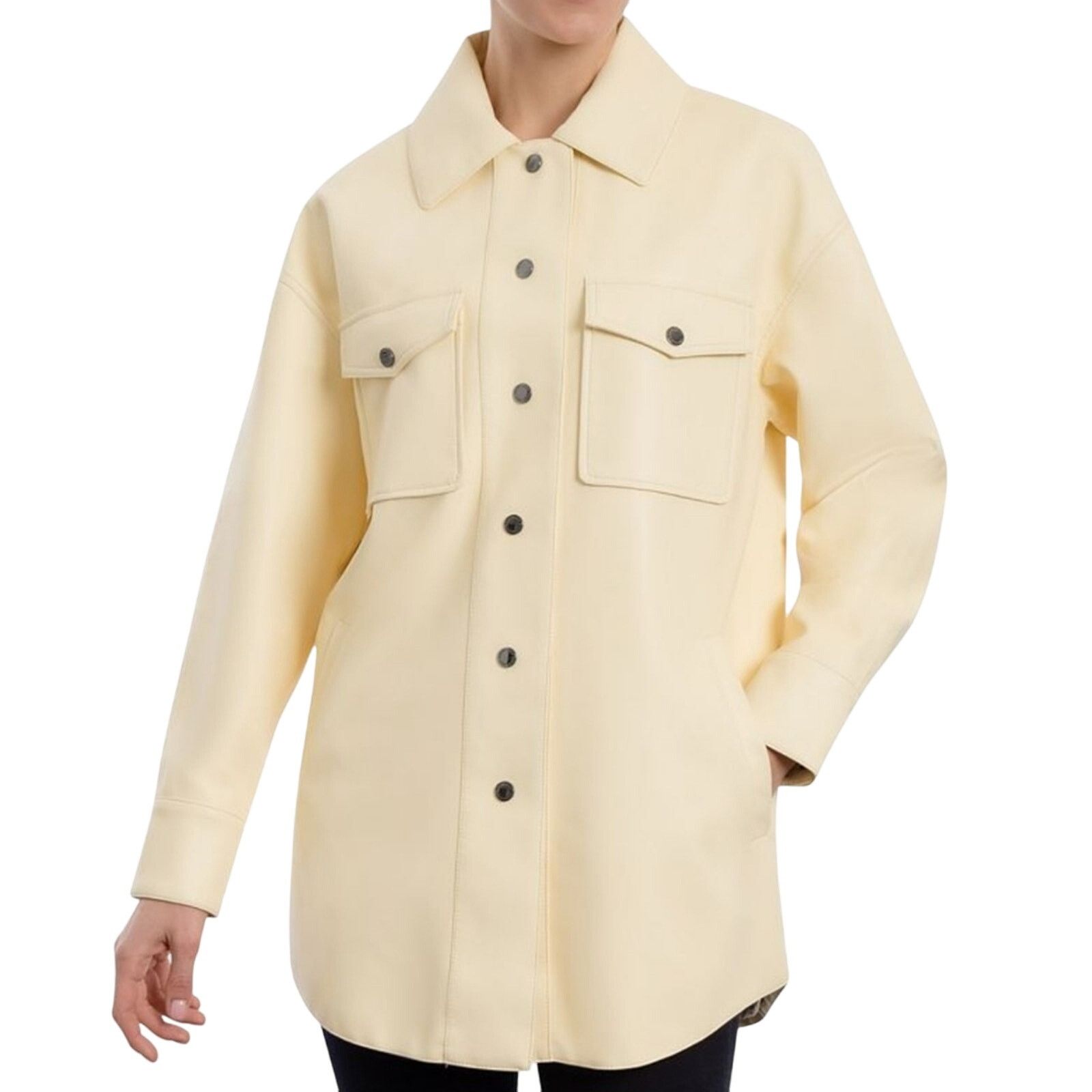 Bcbgmaxazria BCBG Yellow Oversized Vegan Leather Jacket Size XL Size XL / US 12-14 / IT 48-50 - 3 Thumbnail