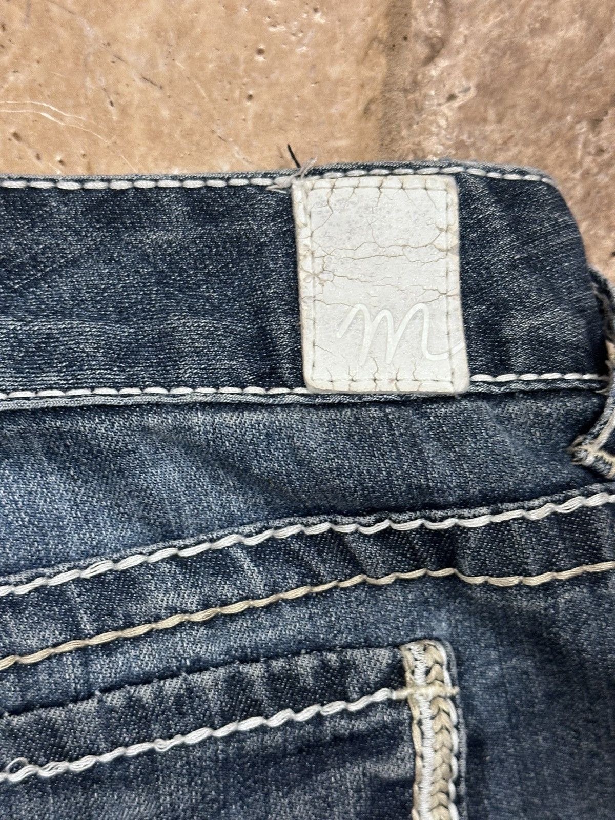 Vintage Maurices Bethaniestyle Rose Patch Dark Blue Denim Jeans Size 36" / US 14 / IT 50 - 9 Thumbnail