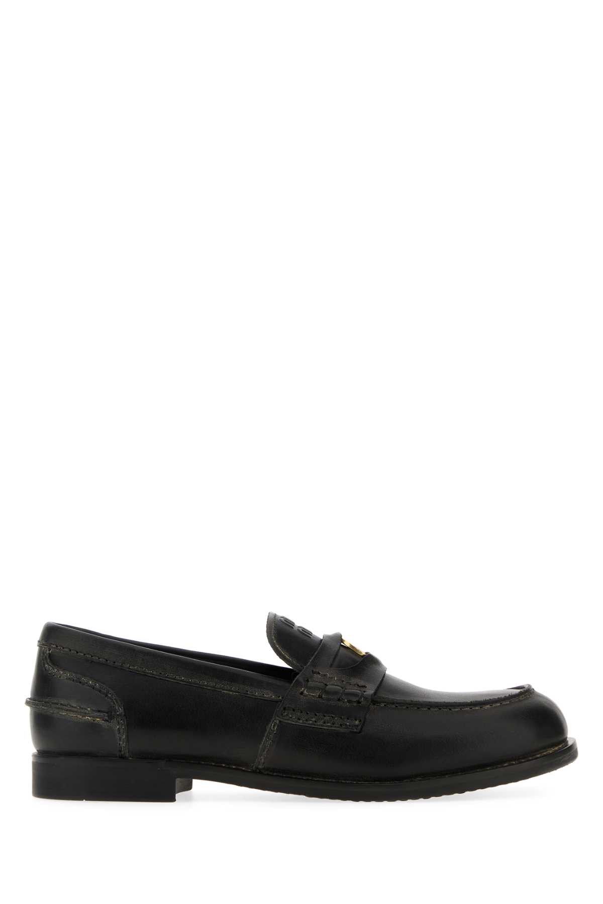 Miu Miu Black Leather Loafers Size US 11 / IT 41 - 1 Thumbnail