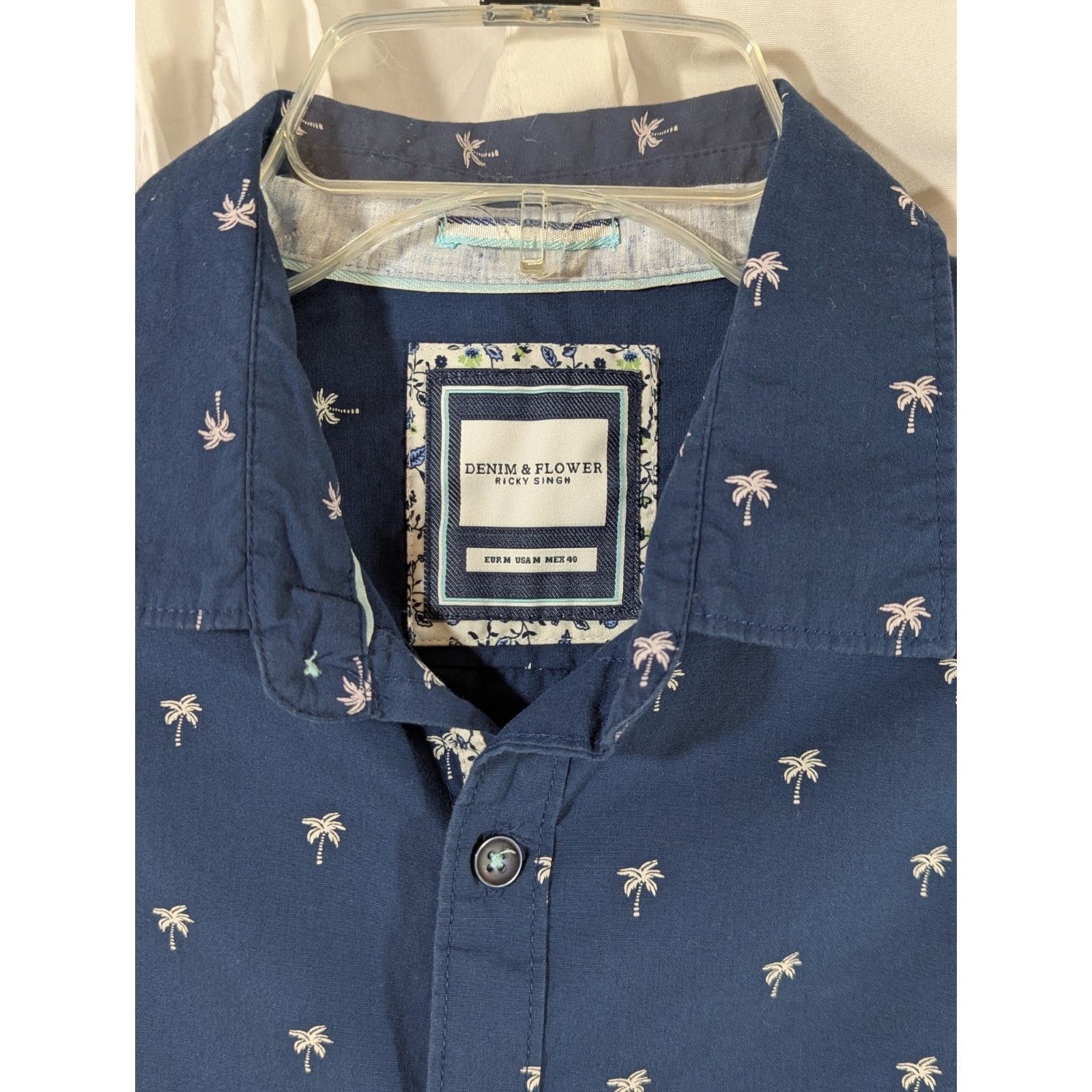 Denim & Flower Denim & Flower Navy Palm Tree Button Down Shirt - Medium Size US M / EU 48-50 / 2 - 2 Thumbnail