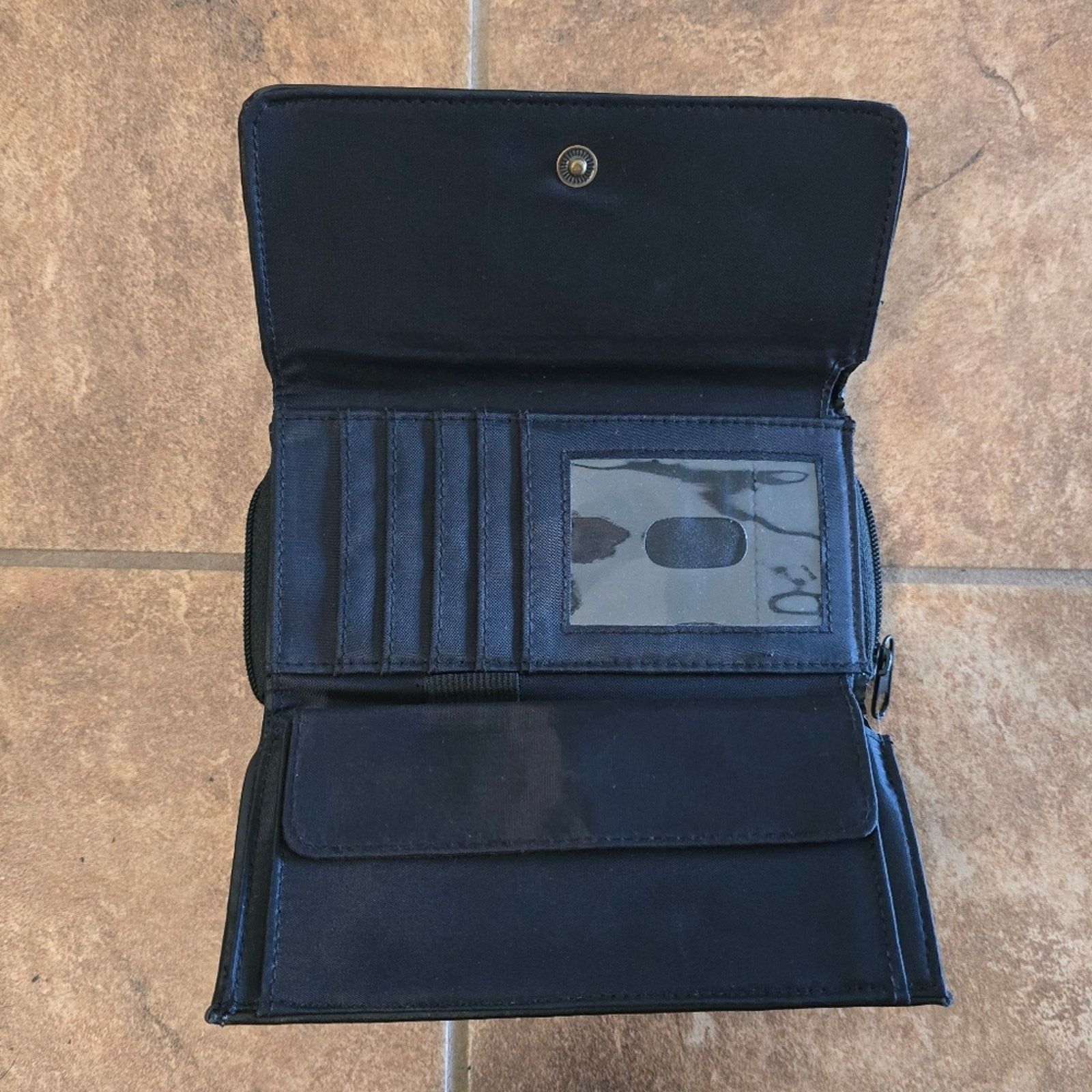 Other Black Floral Stitch Detailed Long Wallet Size ONE SIZE - 3 Thumbnail