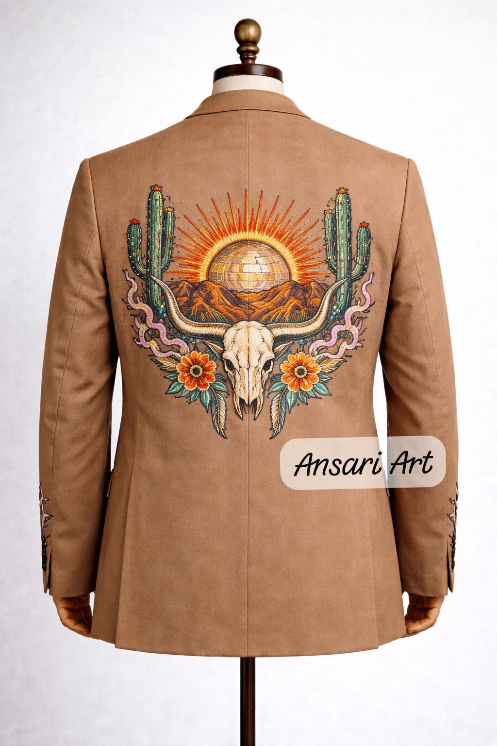 Other Men 2PC Customized floral cactus embroidery Nudie western Size 46S - 3 Thumbnail