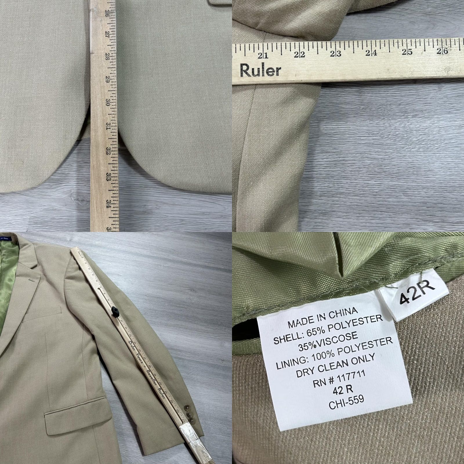 Doublet Alan Flusser Blazer Mens 42R Tan Two-Button Notch Lapel Double Vent Sport Coat Jacket Coat Size 42R - 8 Thumbnail
