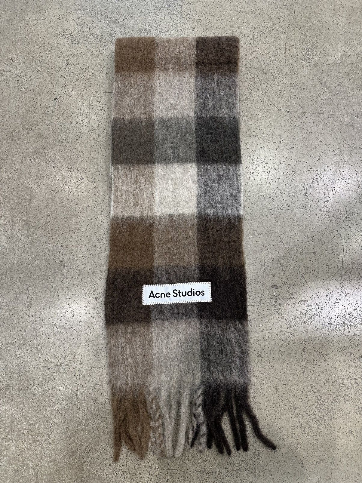 Acne Studios ACNE STUDIOS - Mohair Checked Scarf Dark Brown White Brown Size ONE SIZE - 1 Thumbnail
