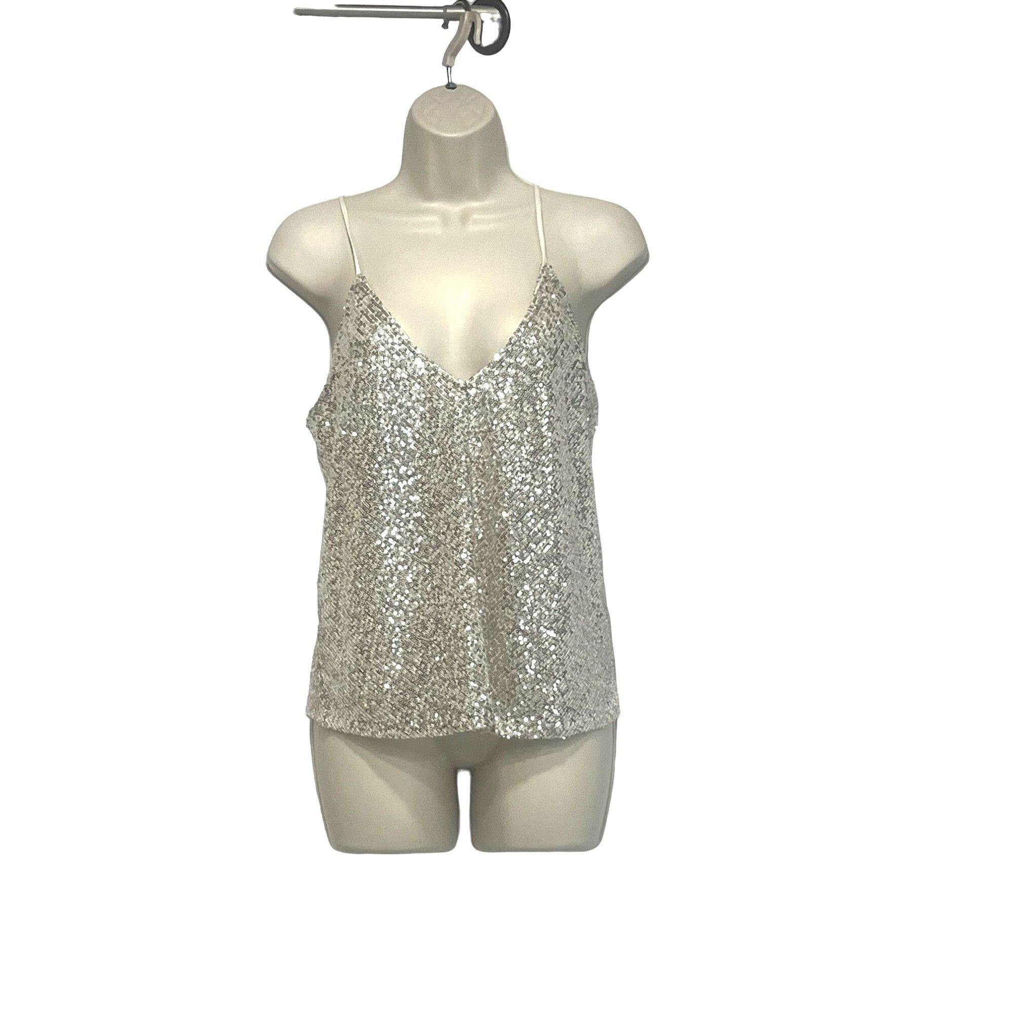 Mango Mango Xlenjuel Sequin Cami Top, Champagne, Sz. M Size M / US 6-8 / IT 42-44 - 3 Thumbnail