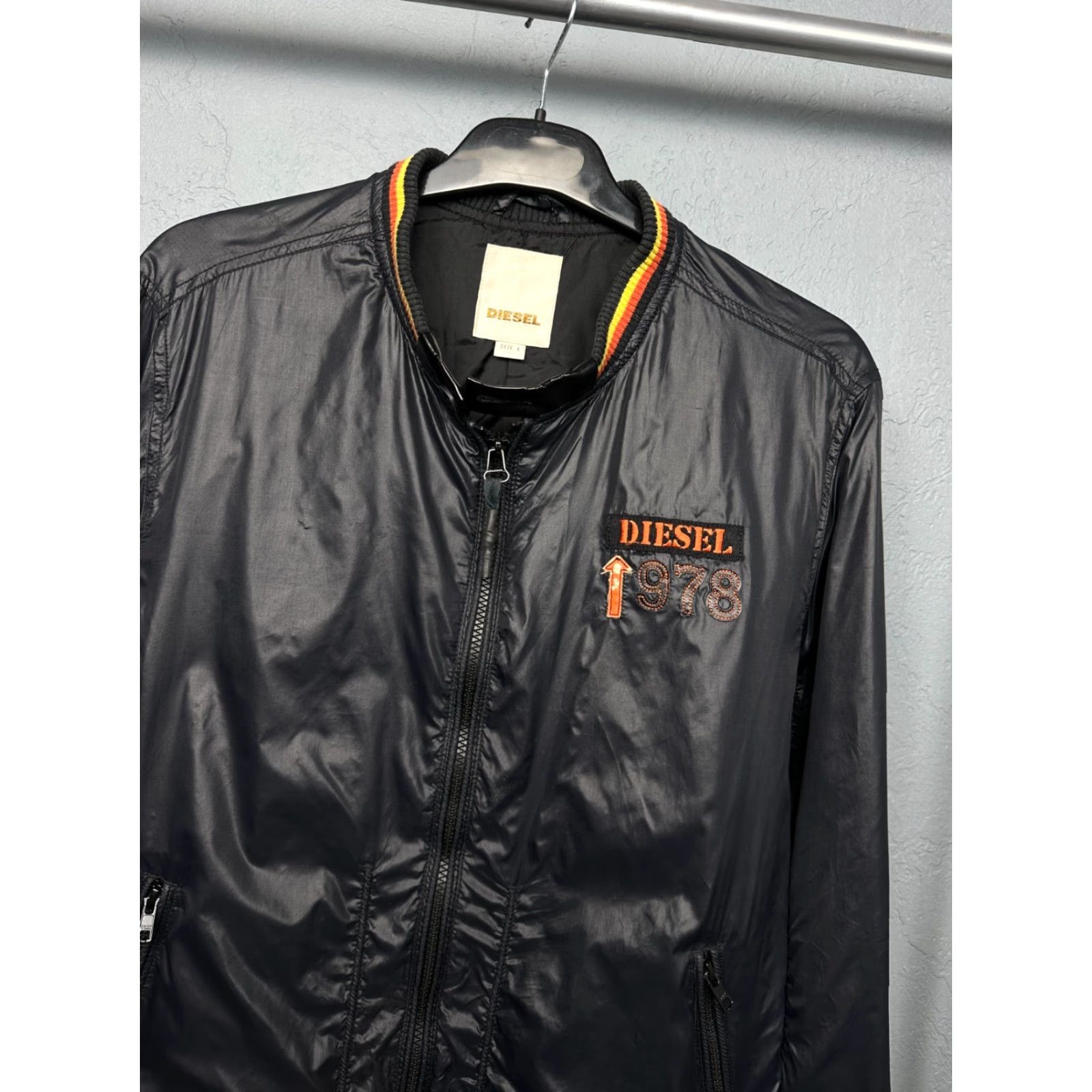 Diesel Diesel Jacket Mens Nylon Vintage L Black Logo Windbreaker Size US L / EU 52-54 / 3 - 2 Thumbnail
