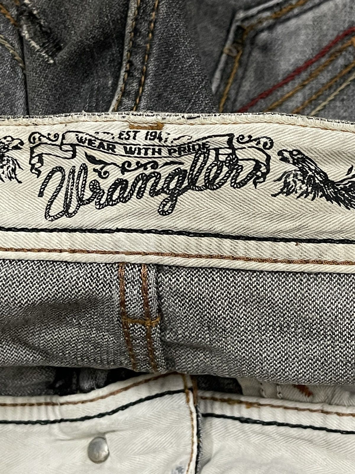 Wrangler Vintage 90s Wrangler Faded Wash Distressed Wide Leg Jeans Size US 34 / EU 50 - 10 Thumbnail
