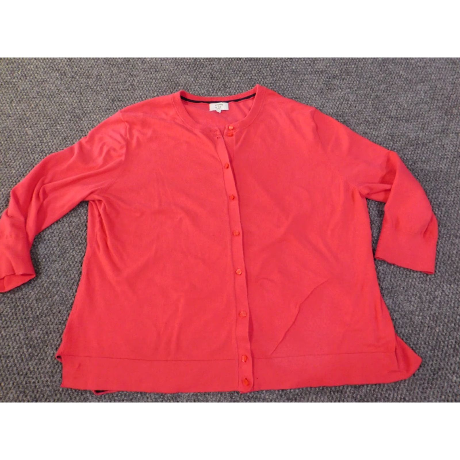 Vintage Crown & Ivy Sweater Cardigan Womens 2X Pink Cable-Knit Stretch Cotton Nylon Button Up Raglan Long Sleeve Plus Size Regular 2X Women Size XXL / US 16-18 / IT 52-54 - 5 Thumbnail