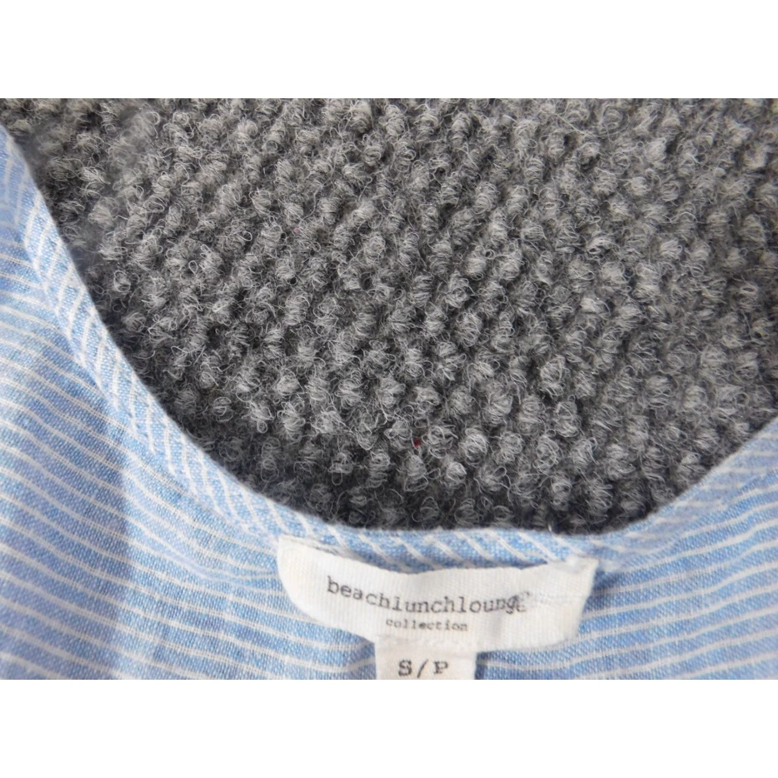 Vintage Beach Lunch Lounge Womens Blouse S Blue Cap Sleeve Round Neck Linen Knit Ruffle Peplum Top Casual Regular Din Size S / US 4 / IT 40 - 4 Thumbnail