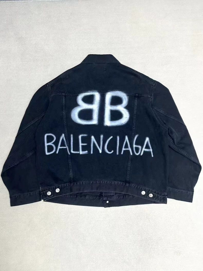 Balenciaga Balenciaga Painted Graffiti Double B Luminous Denim Jacket Size US XS / EU 42 / 0 - 1 Thumbnail