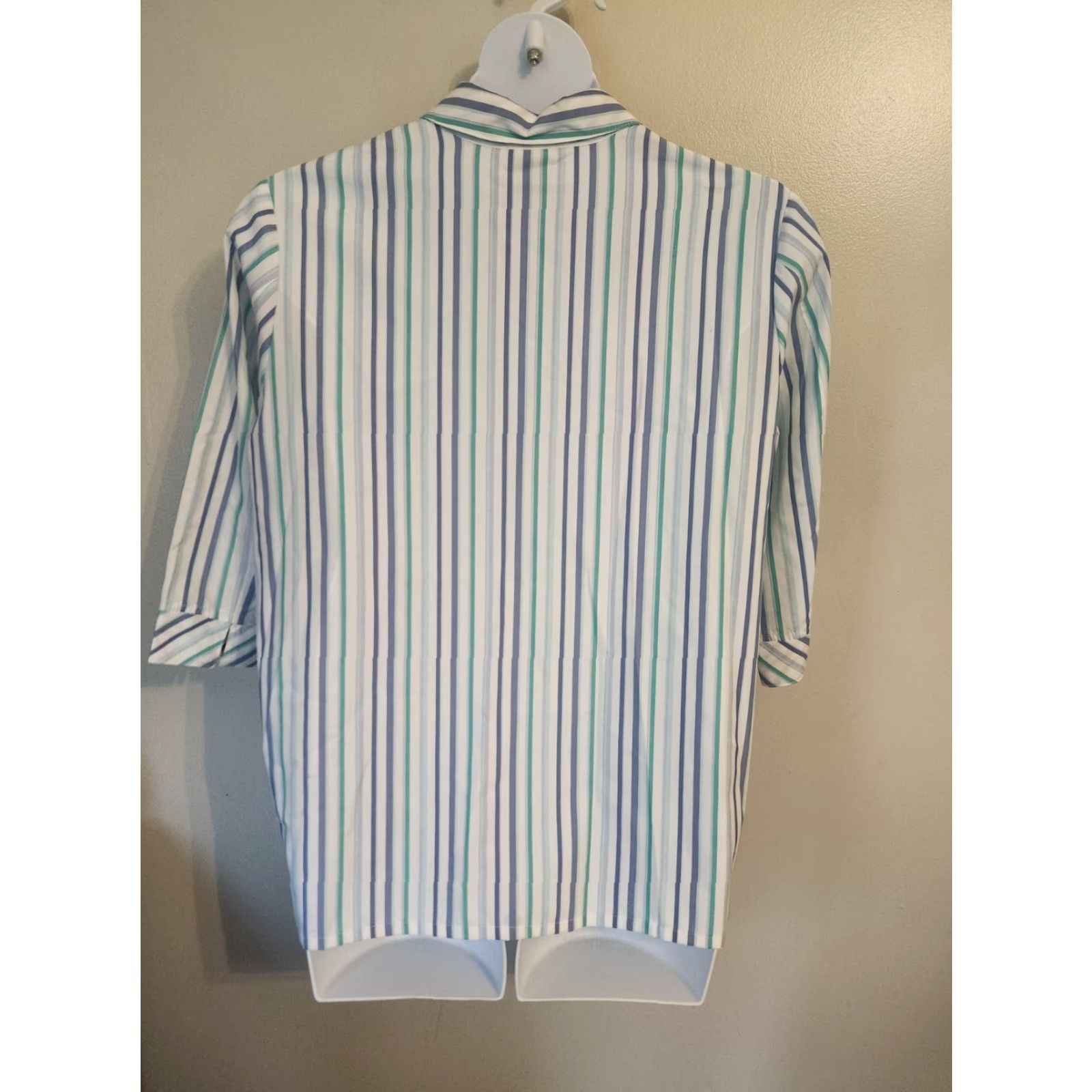 Vintage VINTAGE Allison Daley White Blue Stripe Button Up Top Shirt 16 Women Size XXL / US 16-18 / IT 52-54 - 5 Thumbnail