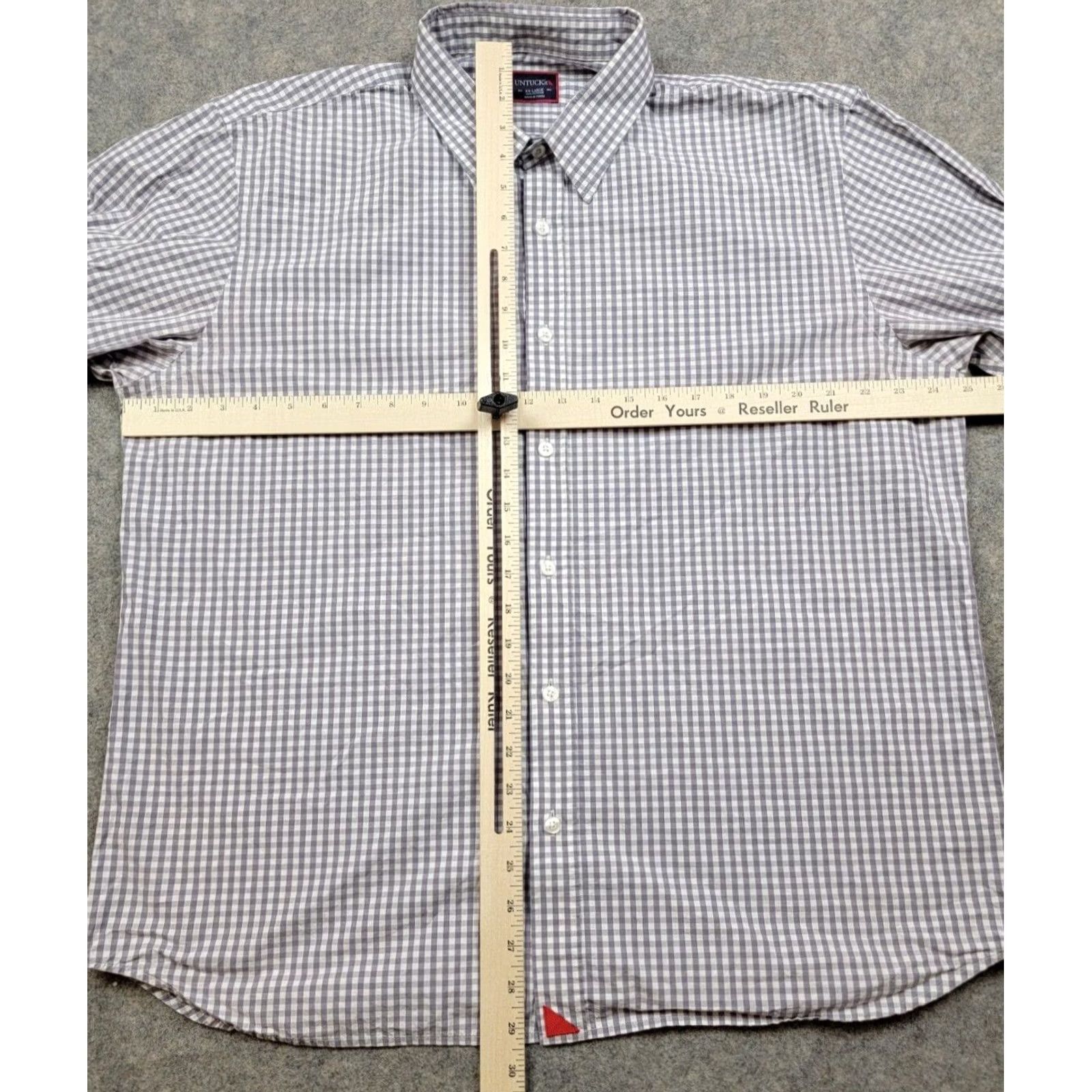 UNTUCKit UNTUCKit Shirt Mens 2XL Purple White Gingham Long Sleeve Button Down 100% Cotton Size US XXL / EU 58 / 5 - 6 Thumbnail