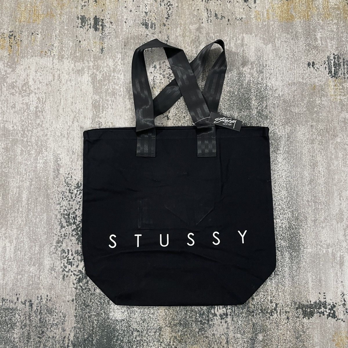 Stussy STUSSY TOTE BAG CANVAS LOGO - BLACK Size ONE SIZE - 2 Thumbnail