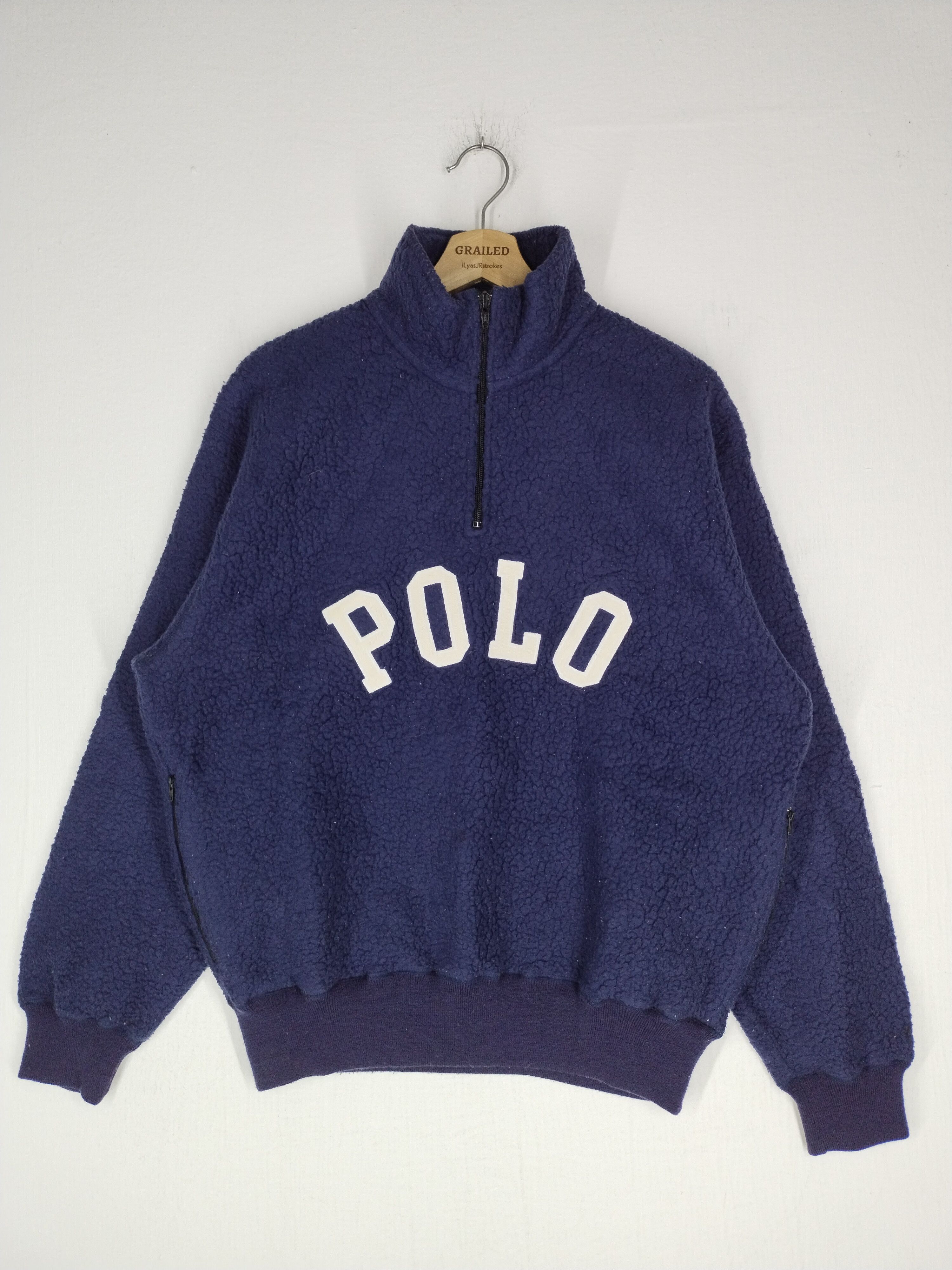 Vintage Polo Sports Box Logo Fleece Half Zipper Jacket