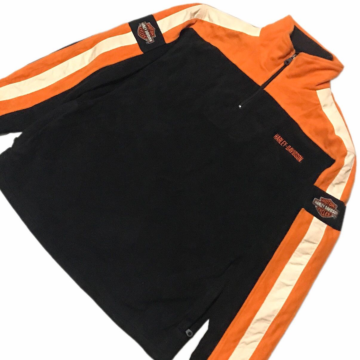 Harley Davidson × Vintage harley-davidson fleece half zip black/orange sweather Size US L / EU 52-54 / 3 - 2 Thumbnail
