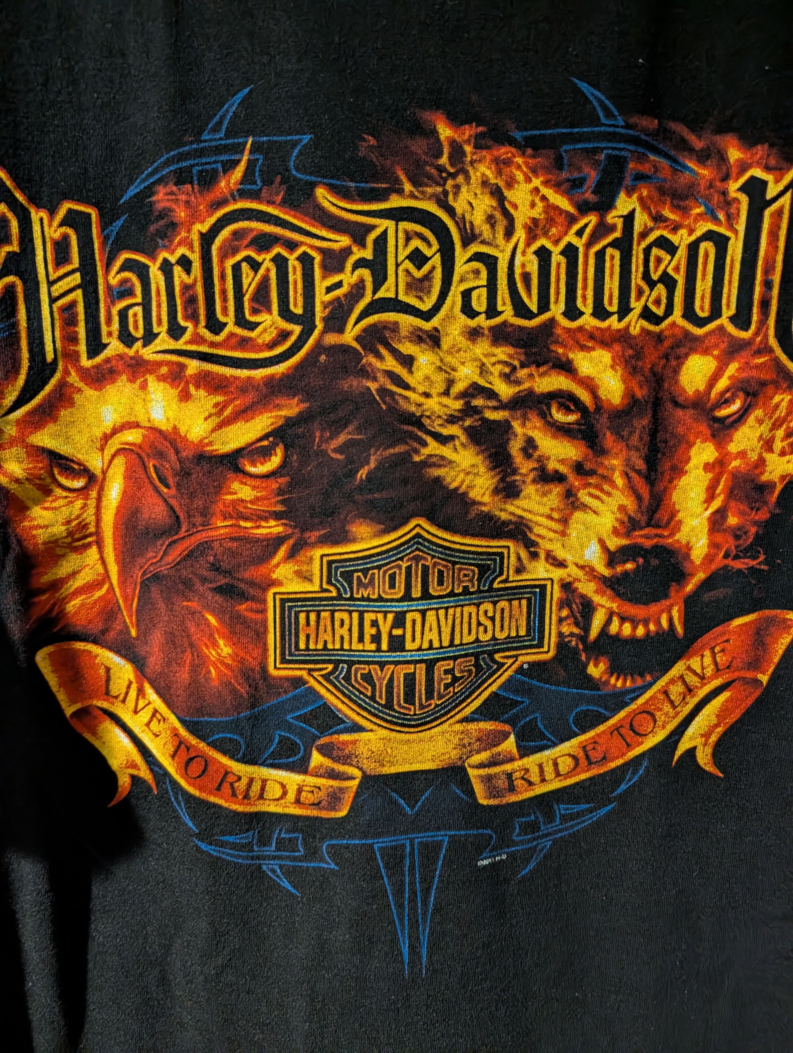 Harley Davidson Vintage 2011 Harley Davidson Motorcycle Live to Ride T-Shirt Size US XL / EU 56 / 4 - 2 Thumbnail