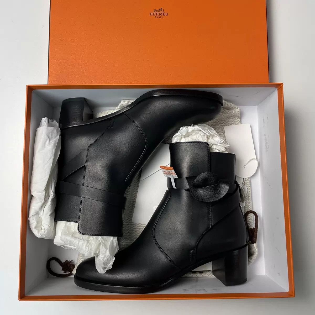 Hermes HERMÈS Leather Mid-Calf Boots Black 37 New Size US 6.5 / IT 36.5 - 1 Thumbnail