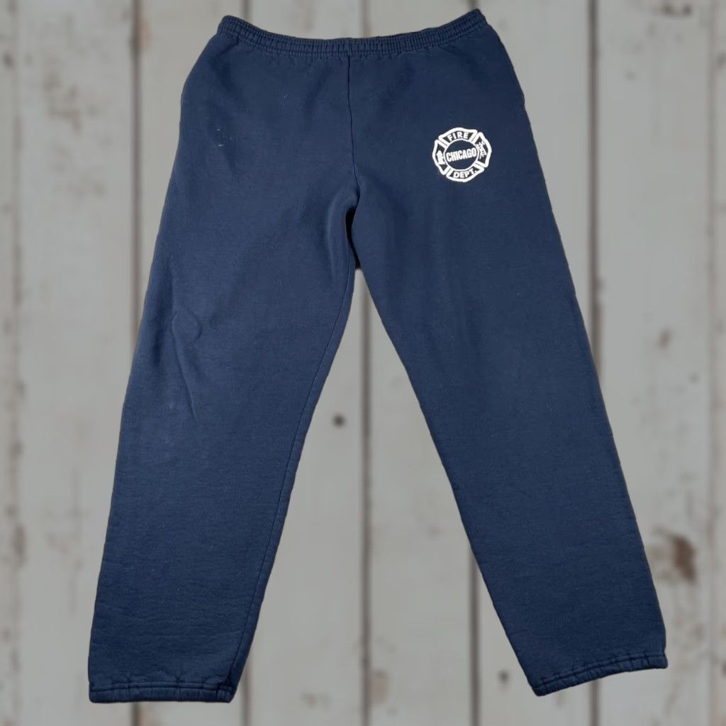 Jerzees VINTAGE Jerzees Mens XL Chicago Fire Department Navy Blue Super Sweats Sweatpants Sweatpants Fire Department Fire Dept Mens XL Navy Blue Vintage Size US 36 / EU 52 - 1 Thumbnail