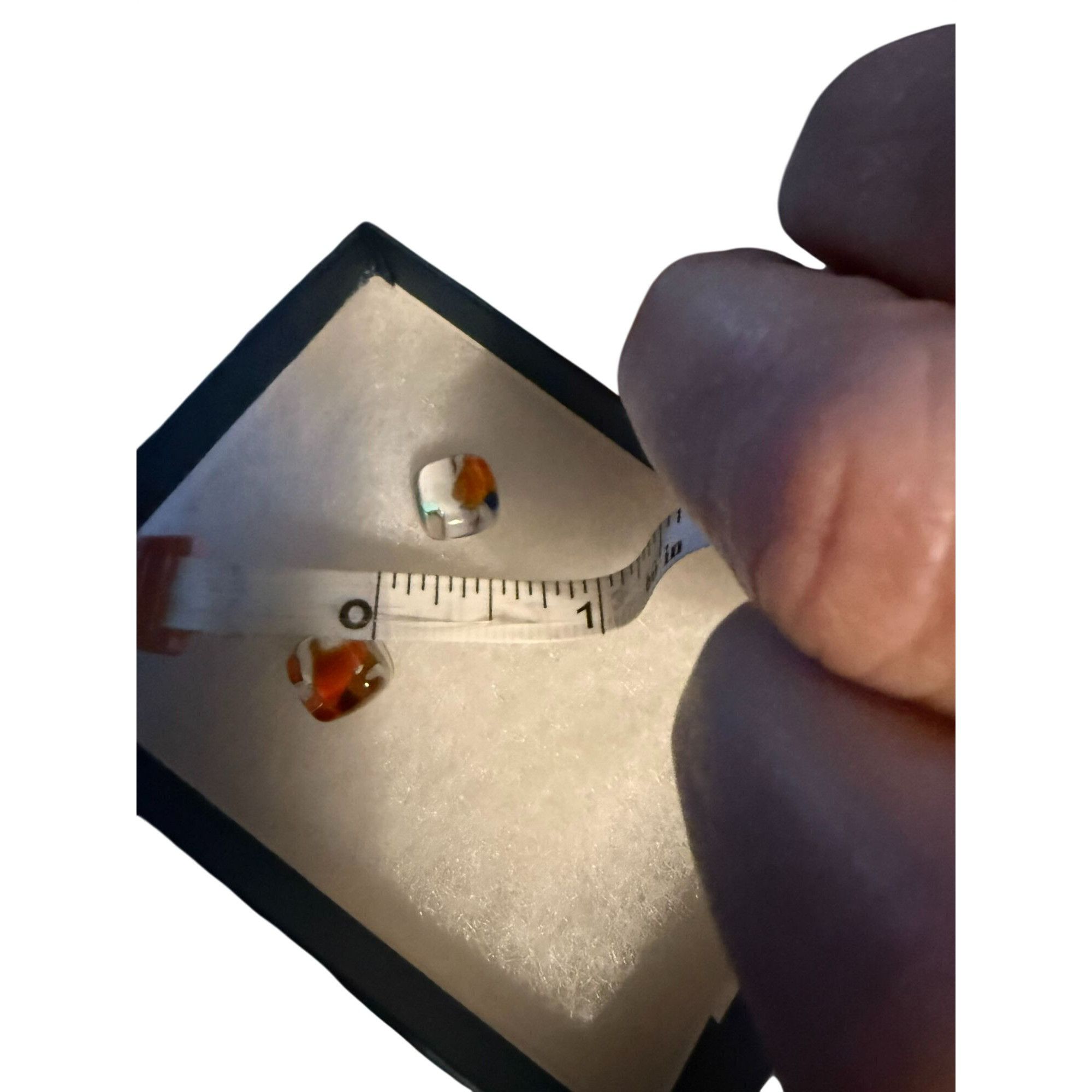 Other Murano-Style Handcrafted Glass Stud Earrings 3/8 Inch Orange Size ONE SIZE - 4 Thumbnail